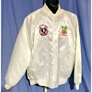 Vintage White Satin Jacket US Army Reserve Command ODC Seniors Support Team XL